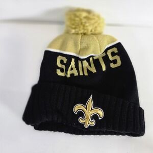 New‎ Era NFL New Orleans Saints Sideline Cuffed Knit Hat Pom Beanie Black Gold